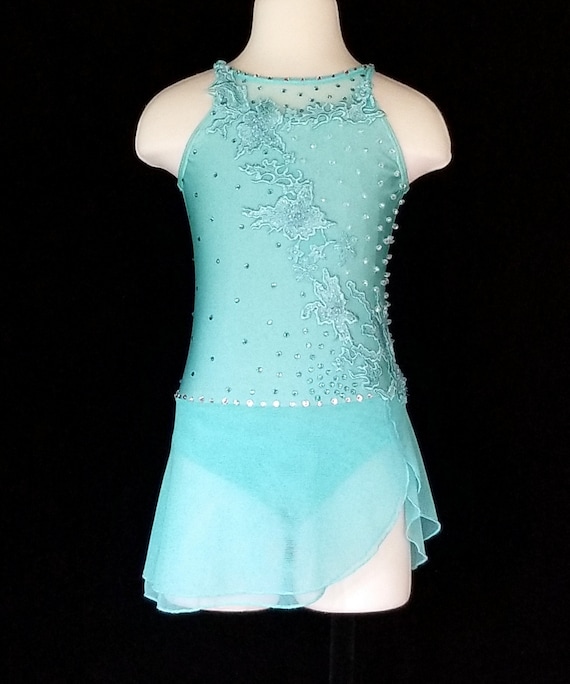 Figure Skating Dress Aqua Blue Custom Design Ice Dance - Etsy