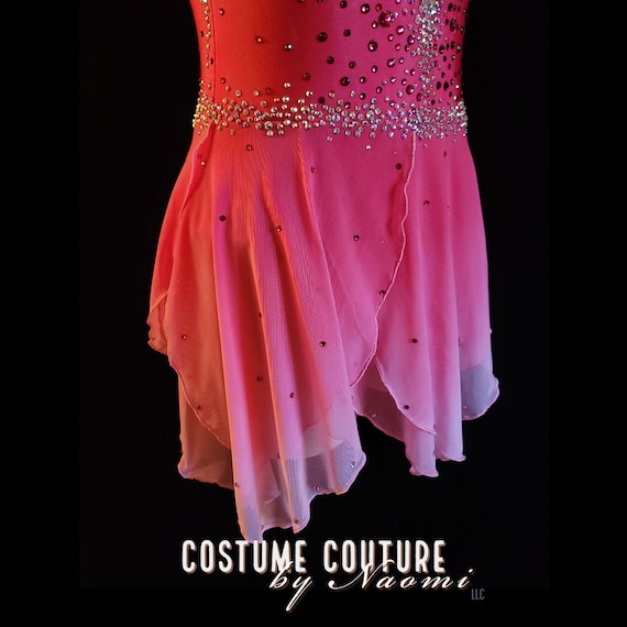Hot Pink Ombre Figure Skating Dress, Ice Dance Competition Costume, Custom Dyed Solo Design, fits medium adult to some large adult sizes Hot Pink Ombre Figure Skating Dress, Ice Dance Competition Costume, Custom Dyed Solo Design, fits medium adult to some large adult sizes