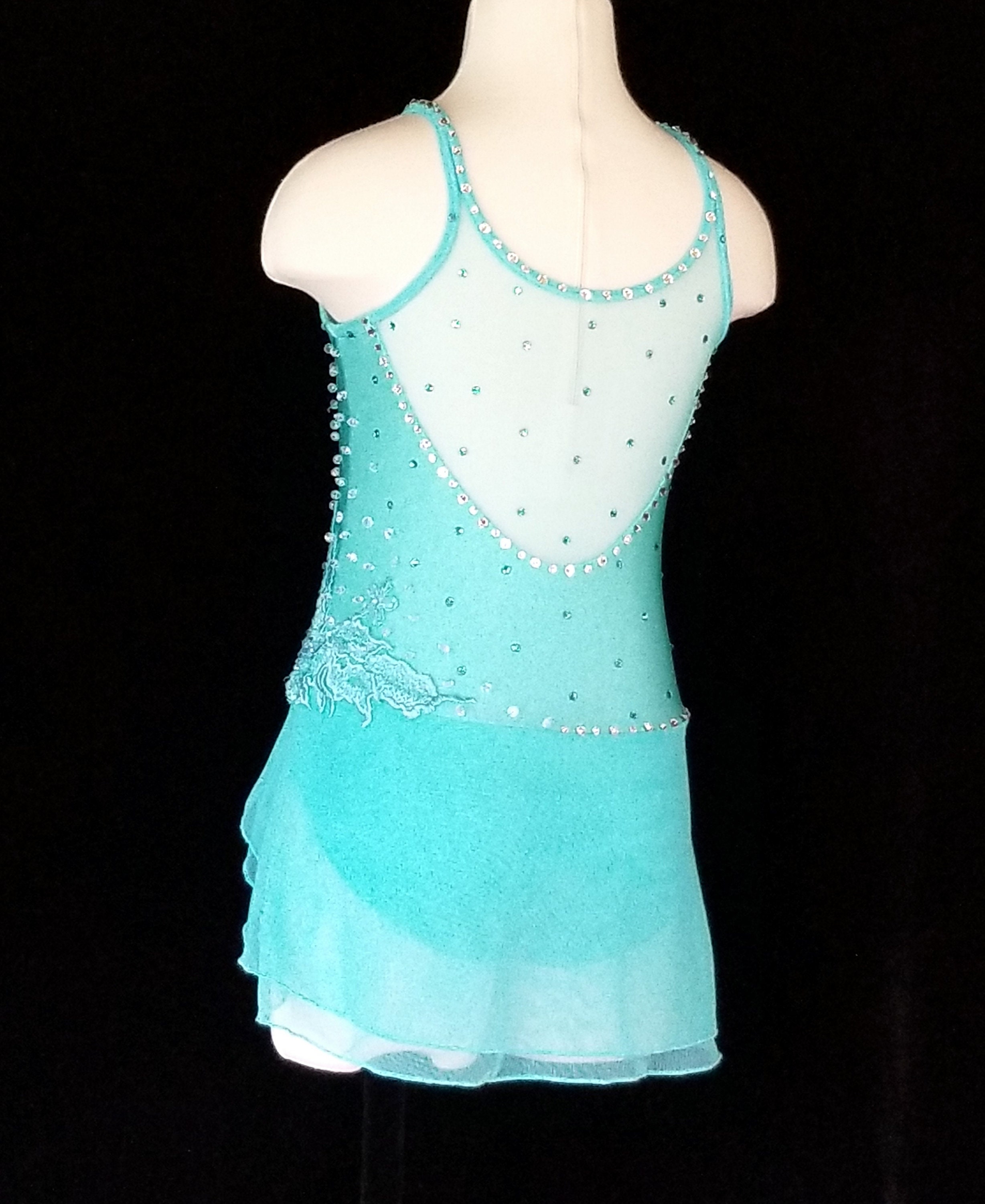 Figure Skating Dress Aqua Blue Custom Design Ice Dance | Etsy