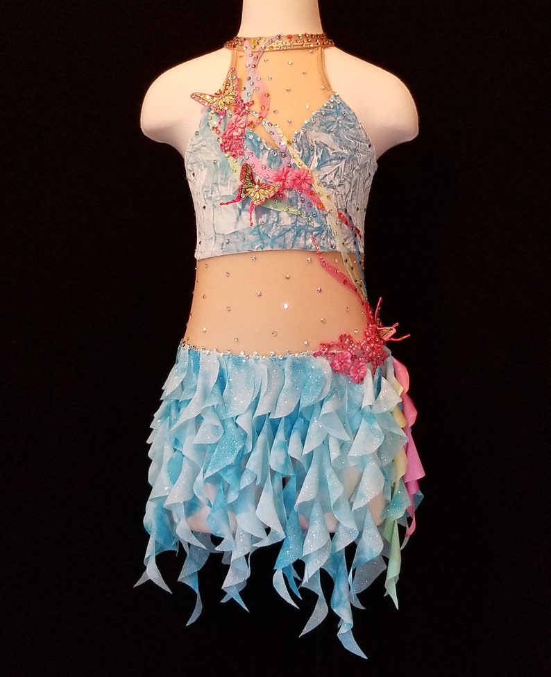 Butterfly Lyrical Dance Costume Rainbow Figure Skating Dress Etsy
