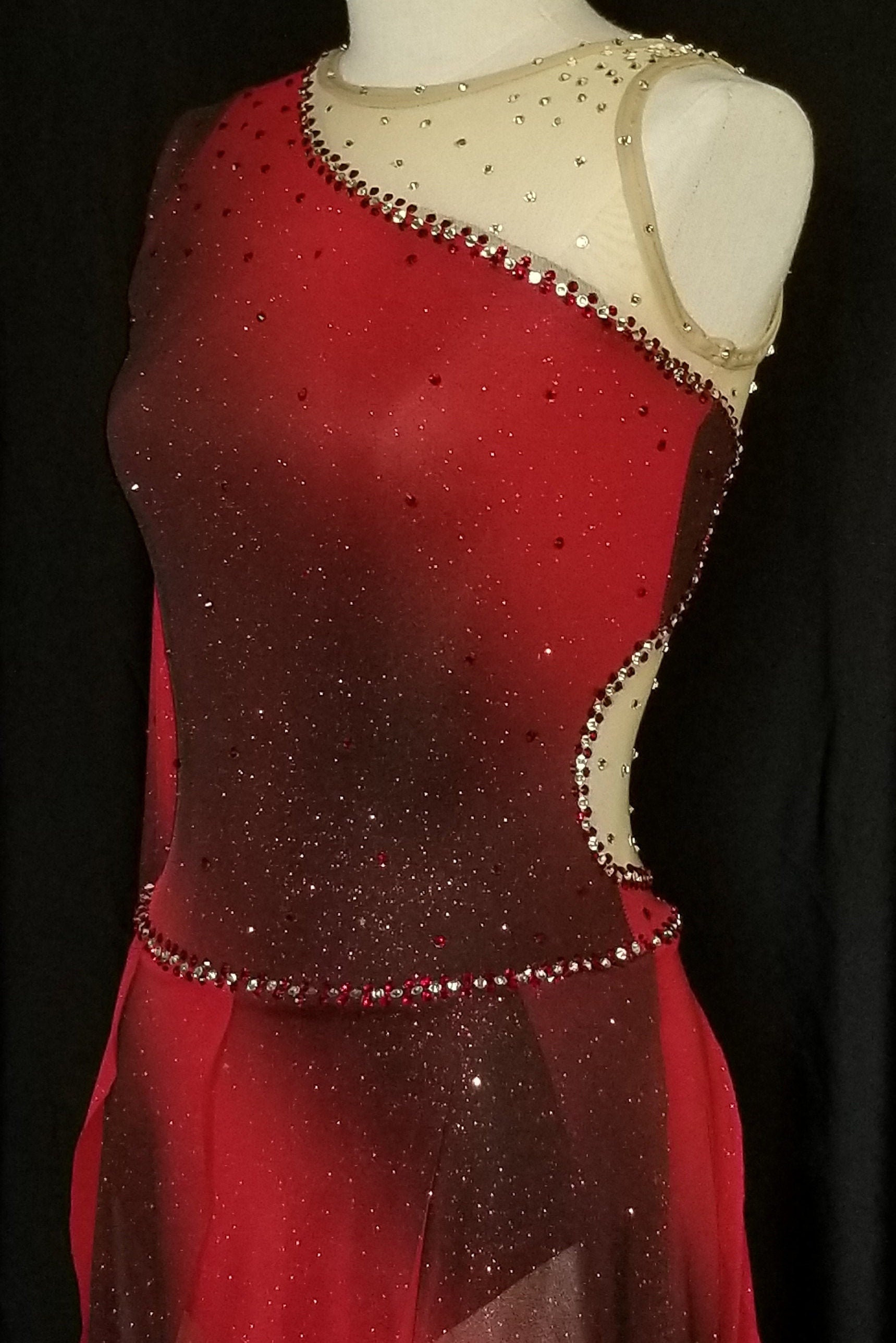 Dramatic Red and Black Ombre Ice Dance Dress Contemporary Etsy