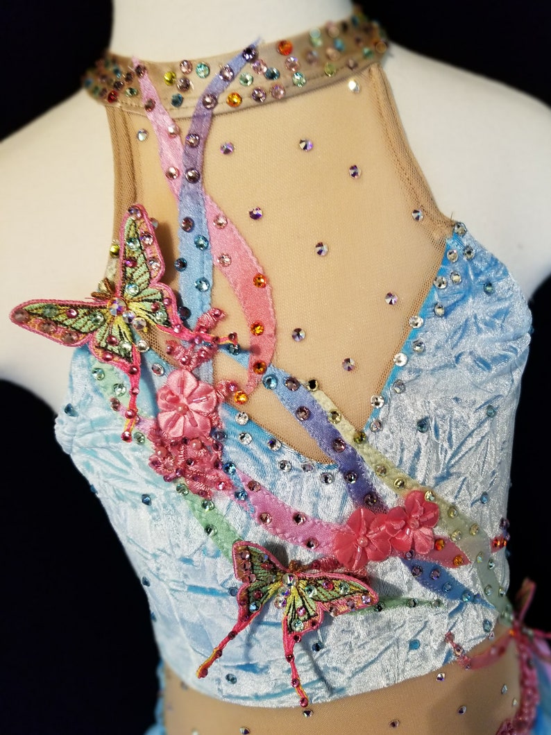 Butterfly Lyrical Dance Costume Rainbow Figure Skating Dress Etsy