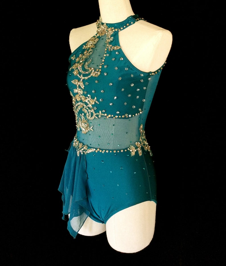 Teal Green Gold Contemporary Jazz Dance Costume Jade Lyrical Etsy