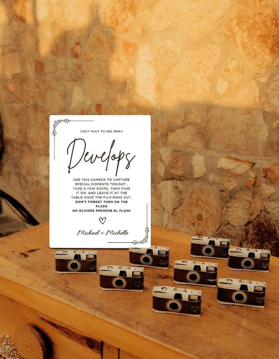 Disposable Camera Wedding Sign, Minimalist Table Decor (canva Template ...