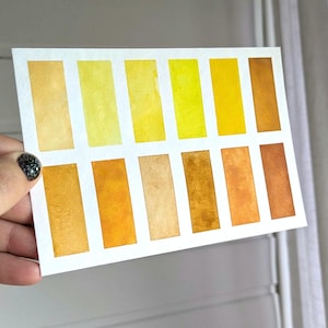 Monochromatic Yellow palette - 12 handmade watercolour paints
