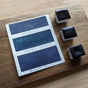 Darkest blues - 3 handmade watercolour half pans