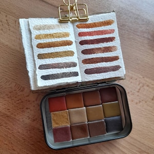 Monochromatic Earths - 12 handmade watercolours half pans