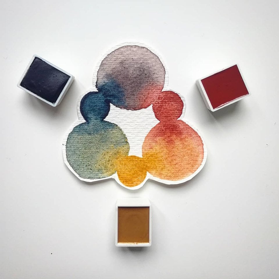 Muted primary Handmade Watercolor Palette
