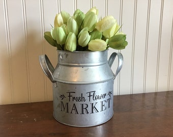 YARDWE Galvanized Vase Rustic Flower Pot Indoor Flower Vase Vintage Jug Metal Milk Can Bucket Pail Pot Planter Rustic Container with Handle for Wedding Party Home Decor Grey YARDWE Galvanized Vase Rustic Flower Pot Indoor Flower Vase Vintage Jug Metal Milk Can Bucket Pail Pot Planter Rustic Container with Handle for Wedding Party Home Decor Grey