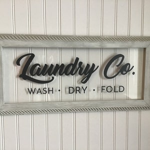 Letrero de lavandería de estilo rústico: marco flotante decorativo de estilo vintage