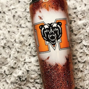 Vaso de purpurina inspirado en la Universidad de Mercer