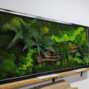 Amaranthus Moss Wall Art, Wooden Bark, Ferns | 100% NATURAL, CAREFREE & Various SIZES