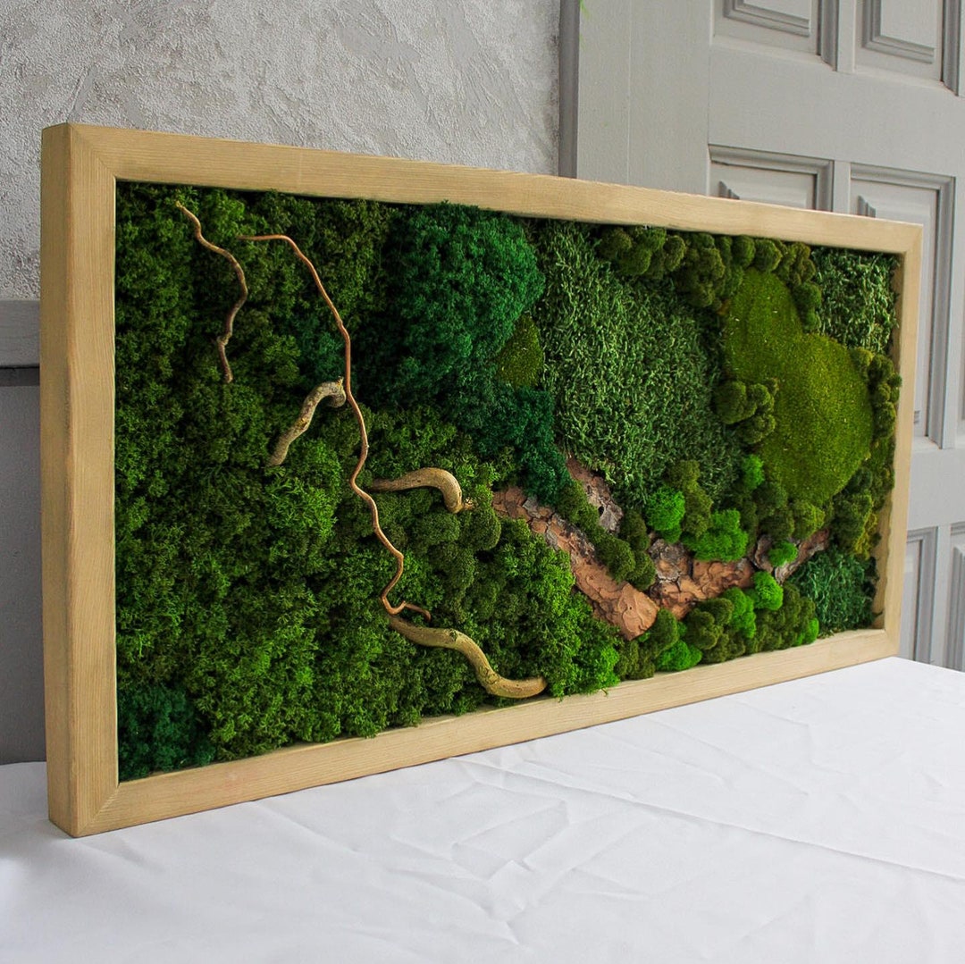 Photo inspiration: Nature Inspired Wall Art Reference: Handcrafted Moss Wood Frame Nature Inspired Wall Decor Eco Friendly