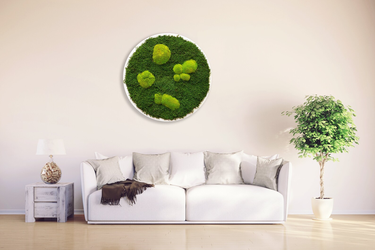 Round Moss Wall Art Decor Preserved Moss Circle Living Plant Etsy