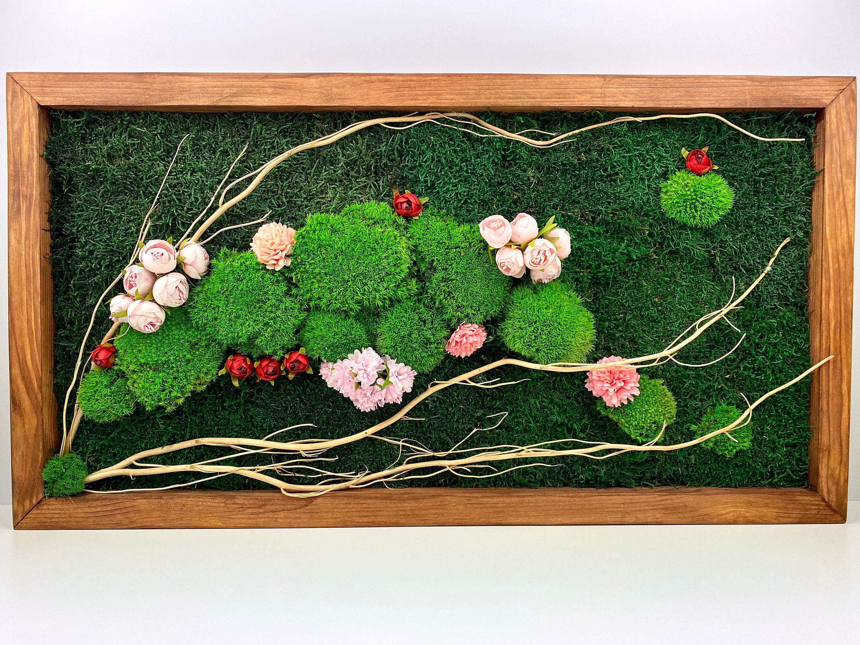 Floral Moss Wall Art Moss Wall Preserved Moss Vertical Etsy