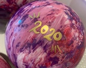 Personalized 2020 Hand painted glass ornaments, medium (3.1 inches)