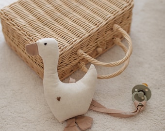 Handmade Goose Pacifier Holder,Great One Of a Kind Gift For Baby Nursery