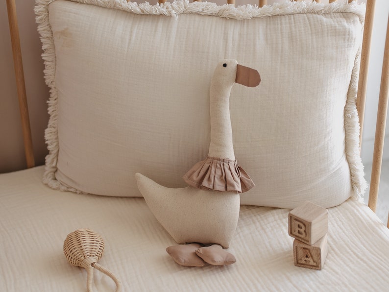 Unique Handmade Goose Snuggler Doll, Great One Of a Kind Gift for Baby Nursery image 1