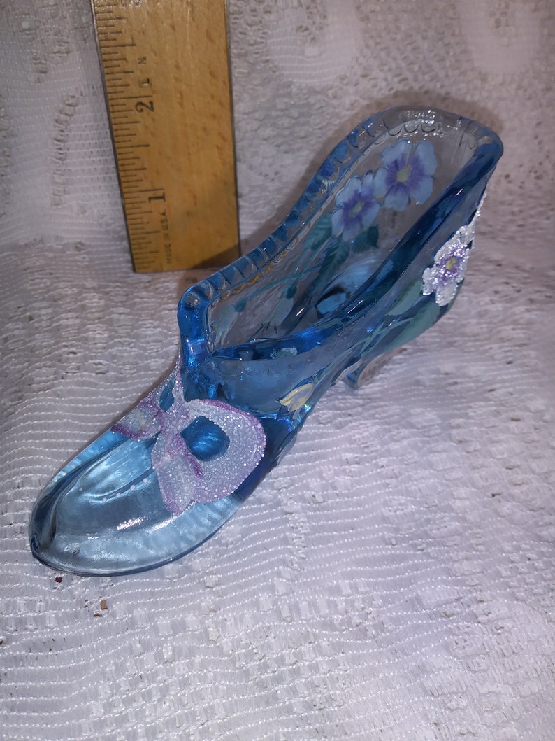 Fenton Hand Painted Glass Slipper