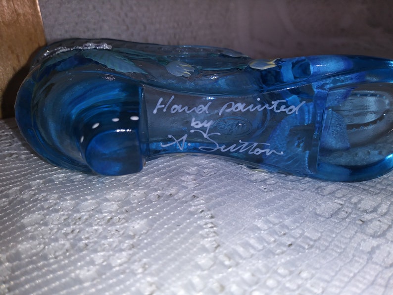 Fenton Hand Painted Glass Slipper