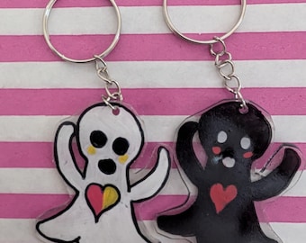 Handmade Spooky Ghost Keyring: Shrink Plastic Keychain