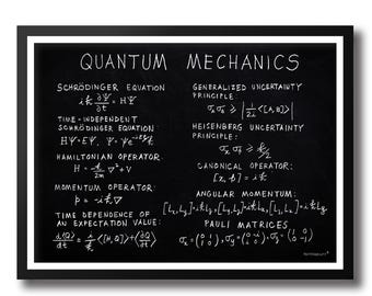 Quantum Physics Equations Fine Art Print: Hand Written on Blackboard Framed Option