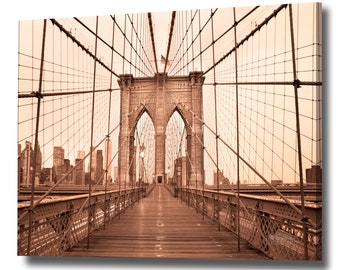 Photonability® Brooklyn Bridge Wall Art Canvas Black and White Sepia Manhattan Dumbo New York Skyline World One Decor Gift Idea