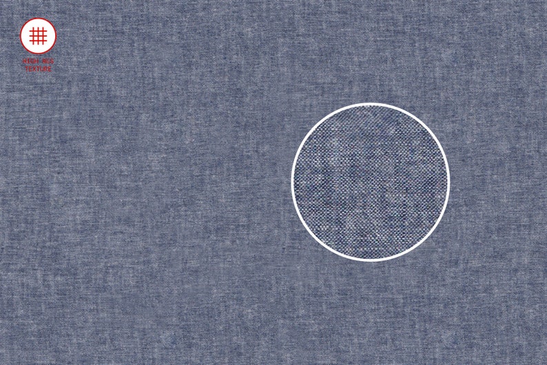 Pu&ograve; includere: Primo piano di una trama di tessuto denim blu. Il tessuto ha un sottile motivo intrecciato e una sensazione leggermente ruvida.