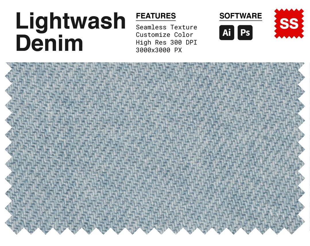 Lightwash Denim Pattern - Etsy