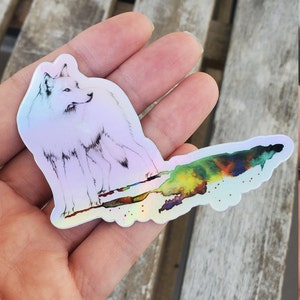 Wolf Holographic Sticker, Wolf Shadow