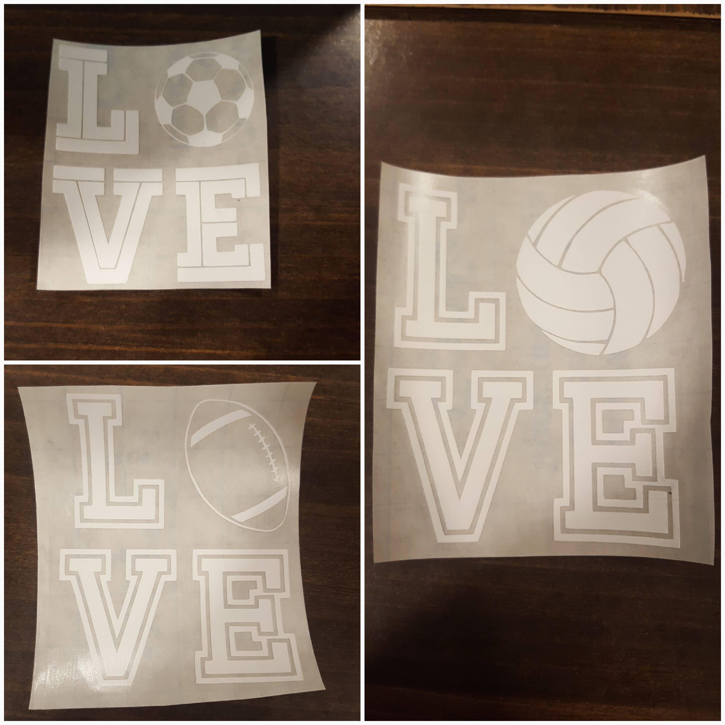 Love Soccer Love Football Love Volleyball 3 options to chose from Decal