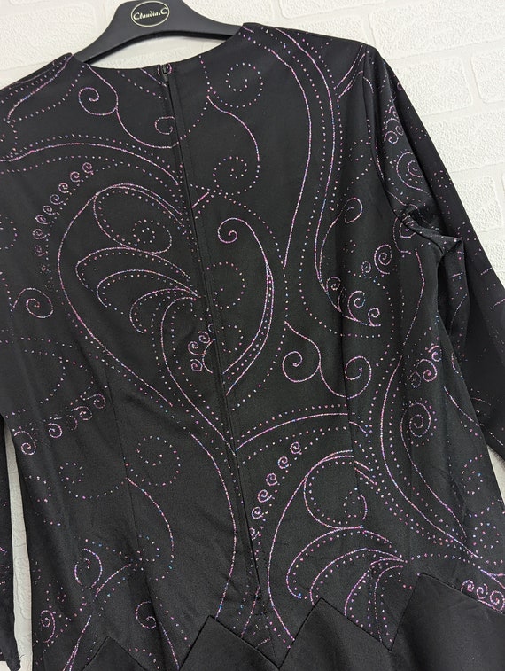 Damart Y2K Dress Size 14 / Black with Red Purple … - image 3