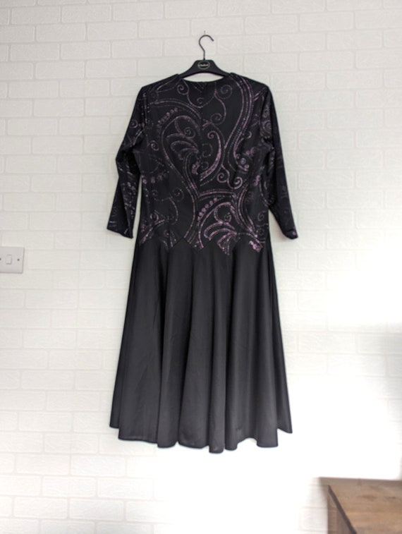 Damart Y2K Dress Size 14 / Black with Red Purple … - image 2