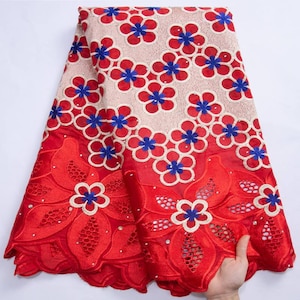 Swiss Voile Lace Fabric Embroidered Cotton Austria African Dry Cotton Lace Nigerian Wedding Fabric For Party Dress.
