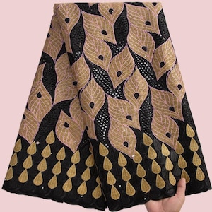 African Swiss Lace Fabric High Quality Lace 5 Yards Nigerian Embroidered Cotton Austria Pirkha For Party Dress