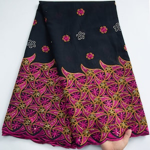 Nigerian Cotton Lace Fabric with Stones High Quality African Cotton Lace for African Wedding Dresses Sew.