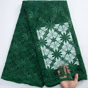 African Lace Fabric High Quality French Mesh Milk Silk Lace with Sequins for Sewing Wedding Party Dresses.