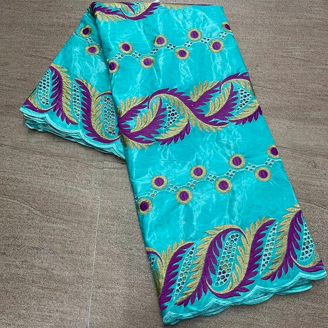 Latest African Bazin Riche Fabric African Lace Fabric 5yards Embroidery ...