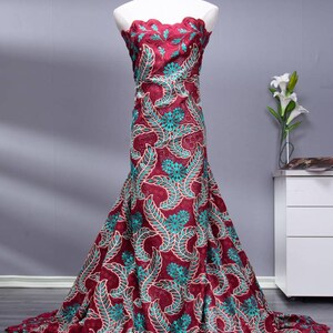 Latest African Lace Fabric for Wedding Dress High Quality Nigerian Cotton Lace Fabric 5yards Sewing.