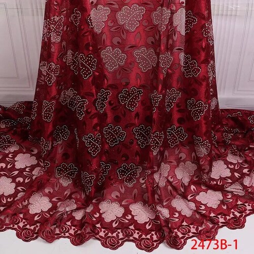 High Quality African French Net Lace Fabric wit Stones| French Tulle Lace|Embroidery Lace shops Material for Women Dress| Nigerian Rhinestone Lace
