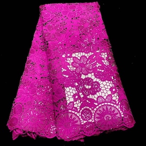 Beautiful Pink African Water Soluble Lace Fabric High Quality Nigeria Cord Guipure Lace Fabric French Mesh Lace For Dress