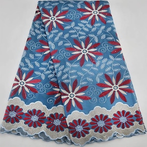 African Dry 5 Yards Stones Lace Fabric Swiss High Quality Cotton Skin Friendly Fabric French Women Formal Wear Dress.