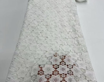 Tela de encaje blanco puro, tela de encaje africano, tela de encaje de tul de alta calidad con bordado, tela de encaje nigeriano