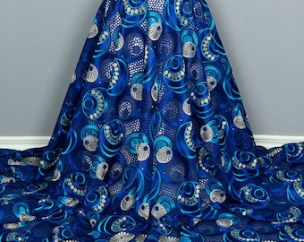 La nueva tela de encaje de algodón africano con piedras Swiss Voile Lace Fabric para coser vestidos de fiesta de noche para mujeres.