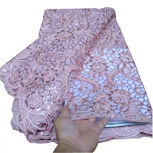 High End African Sequins Lace Fabric For Bridal Dress Nigerian Wedding Lace Fabric