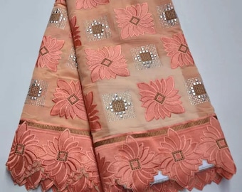 High End Guipure Lace Stoff 100% Baumwolle Stickerei Hochwertige afrikanische französische Baumwollspitzen Stoffe 5 Meter / Lot NigerianIsche Spitze für Bräute