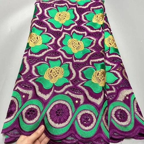 5 yard Swiss lace fabric latest heavy beaded embroidery African cotton fabrics Swiss voile lace popular shops Dubai style.