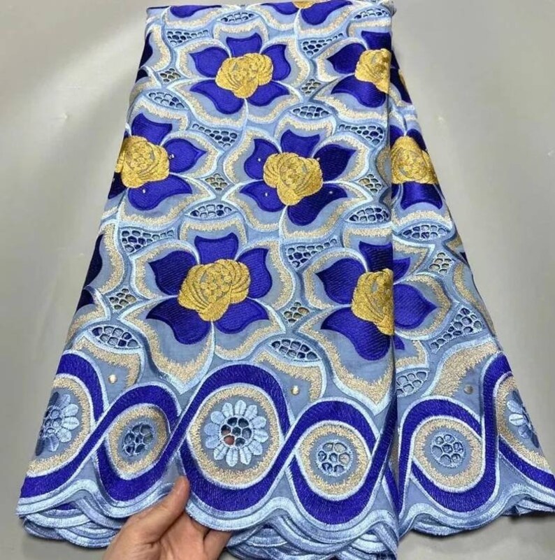 5 yard Swiss lace fabric latest heavy beaded embroidery African cotton fabrics Swiss voile lace popular shops Dubai style.