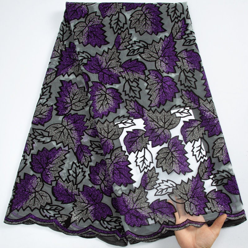 New French Flocking Mesh Lace Fabric High Quality African Flocking Net ...
