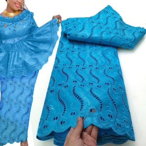 New Bazin Riche Perfumed Brocade Lace Code Lace Fabric High Quality Cotton Borer Embroidery Guinea African Lace Fabric 5Yards